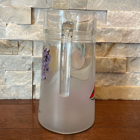 1980s Frosted Glass Fruit Pitcher Made In France - Picture 5 of 7